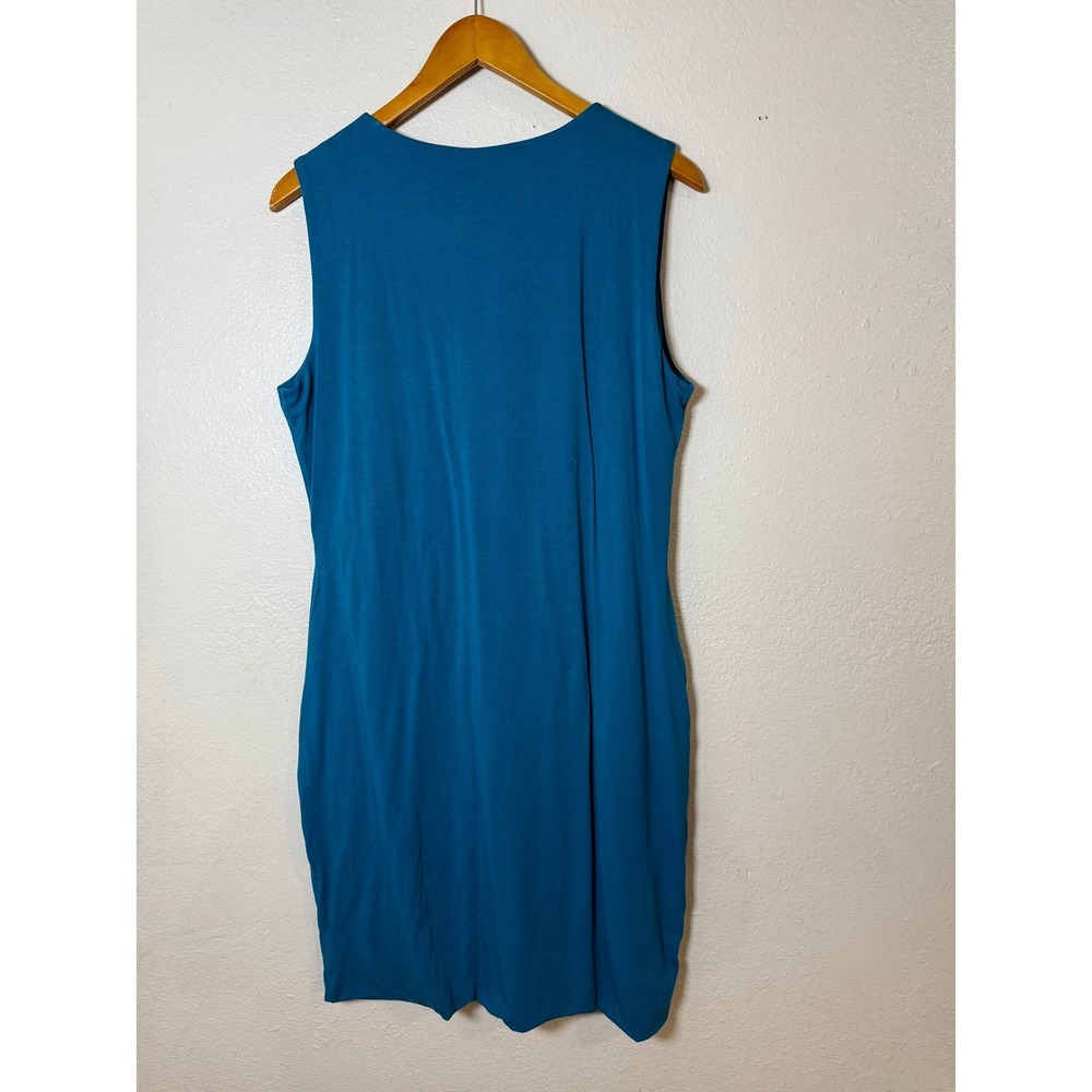 AYM Women Shift Dress 3XL Teal Blue Sleeveless Bamboo Cotton Sustainable Minimal - Picture 5 of 11
